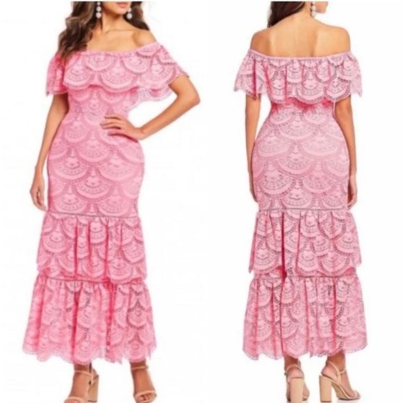 Giani Bini Pink ruffle maxi dress - Picture 1 of 6